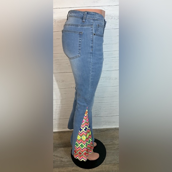 Gemma & Jane flare bell bohemian jeans embroidered size 6 - Picture 5 of 8